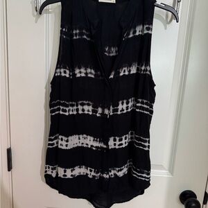 Bella Dahl Womens Cotton Tie Dye Striped Collared Buttoned Blouse Blue Size S